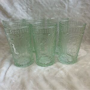 NEW Set of 4 Green Easter Bunny Hobnail Highball Glasses